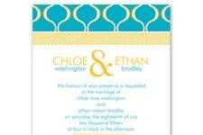 Simply Mod InvitationMod patterns in your choice of colors make this mixed patterns wedding invitation simply the right choice for your unique style. Design and wording print in your choice of colors and typestyles. Invitation includes outer envelopes. The coordinating enclosures feature a different pattern, which adds even more fun to the mix. Enclosures are printed on non-folding cards.