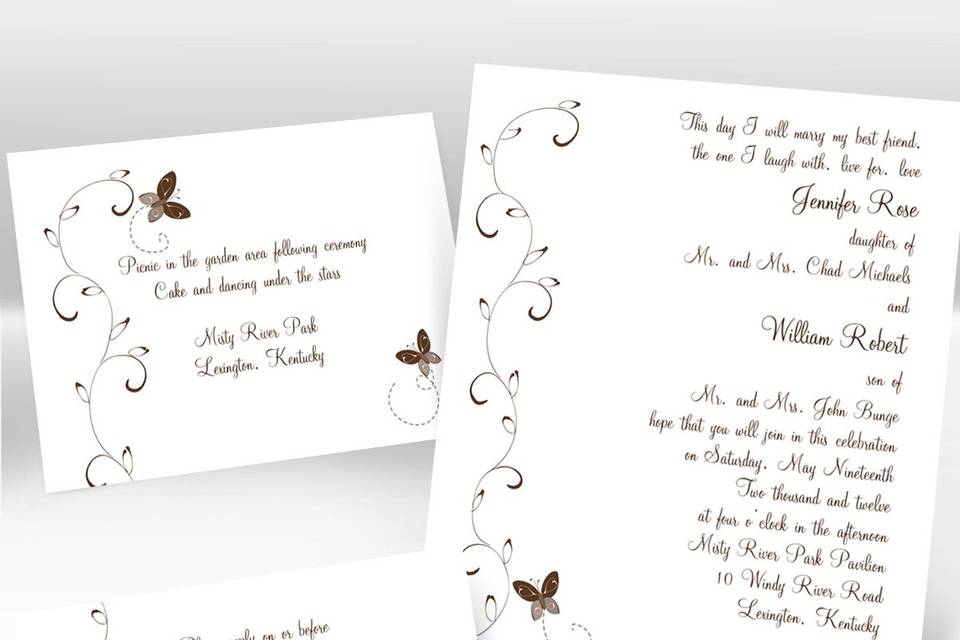 Design Your Own Seal and Send Wedding  Invitations - Add personality to this convenient seal 'n send invitation -- simply choose a design to be printed at the top. The one piece natural white invitation features a perforated card at the bottom with your respond wording on one side and your address on the other.  Folded Size: 5 5/8