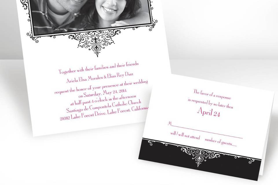 All in White Wedding Invitations - The verse of your choice is featured on the front of this bright white z-fold invitation for a beautiful expression of your love. Your full names are showcased on the center panel and the rest of your wording is printed on the far right. Folded Size: 4 7/8