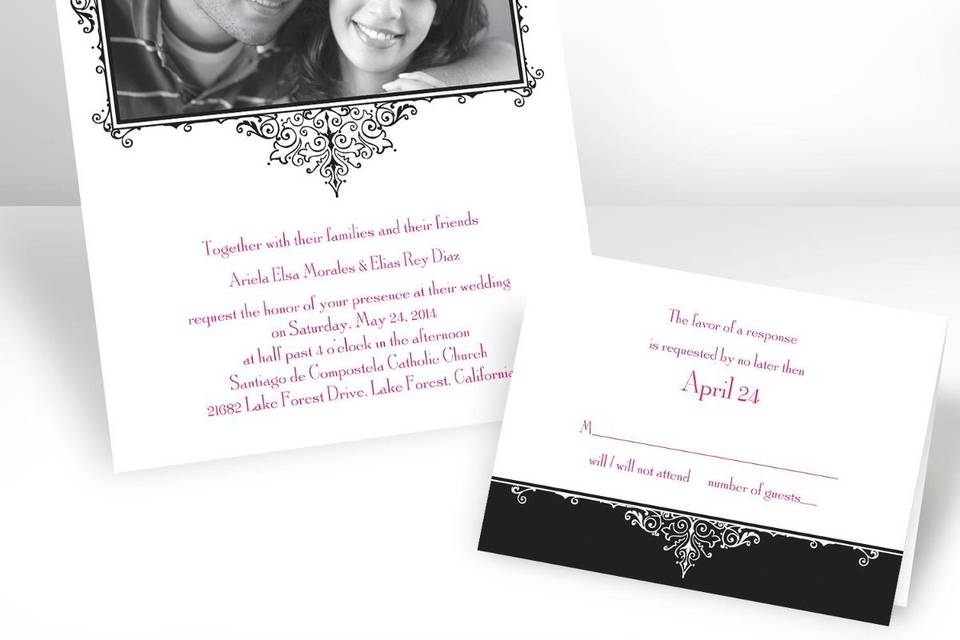 Just Believe Wedding Invitations - A French-fold of white, deckle-edge parchment is printed with the beautiful words from 1 Corinthians 13:7-8. Your wording is printed inside. The design and your wording are printed in the same color. The front verse is available in the typestyle shown.  Folded Size: 6 1/8