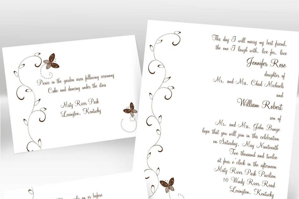 Initial Love Eclipse Wedding Invitations - Your single-initial monogram looks even lovelier within the whimsical frame featured at the top of this white, non-folding wedding invitation. Your choice of imprint color and typestyle for your wording. Enclosures and thank you notes are printed on non-folding cards. This invitation can be used for Wedding Invitations or Wedding Announcements! Invitation size: 4 5/8
