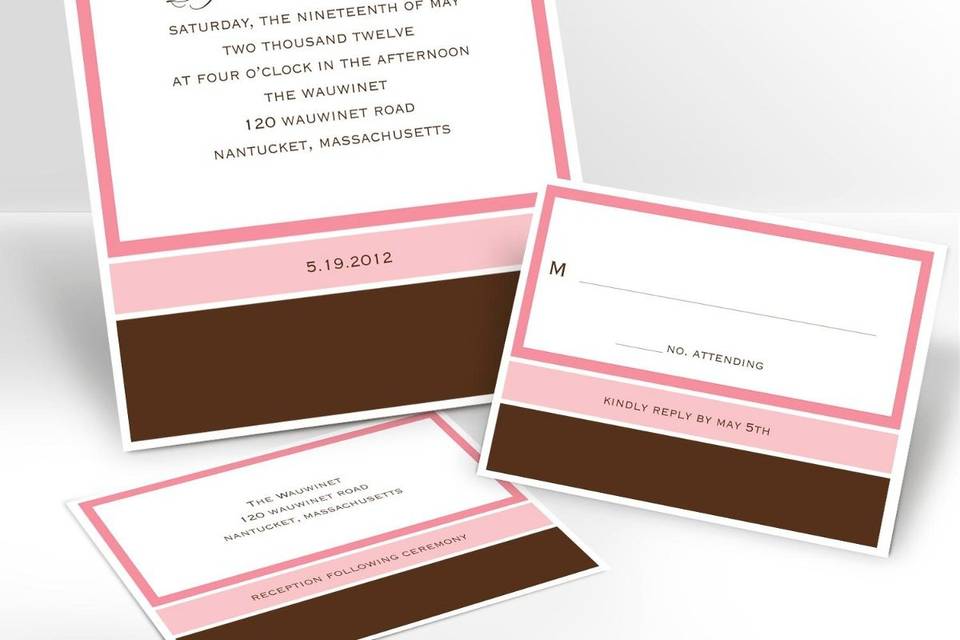 Formal Affair Wedding  Invitations - The front panels of this elegantly folded, bright white invitation are lined with shimmering pearl for a beautiful effect. Delicate satin ribbon is threaded through pre-punched holes and tied into a bow. A design of your choice and your wording are printed in the same ink color. Ribbon is pre-cut to 26