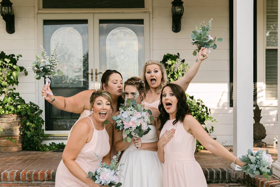 The brides mates and the bride