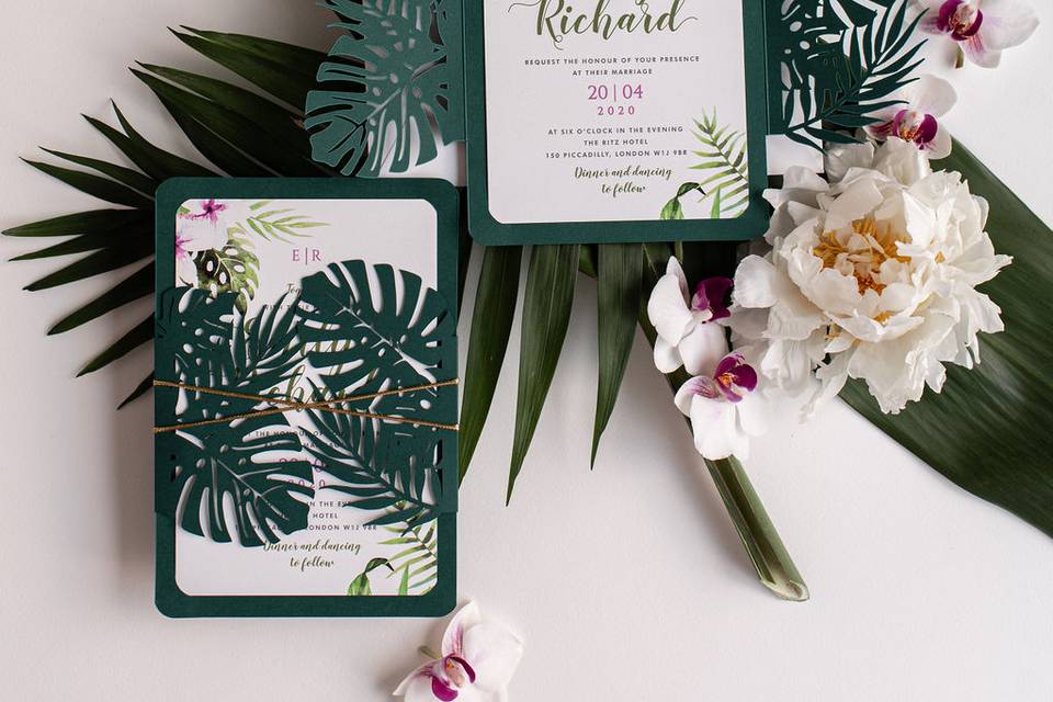 Tropical Invitation laser cut