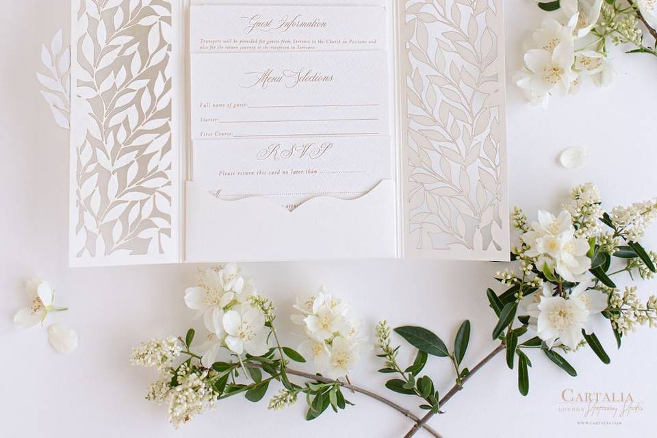 Leafy Gold Wedding Invitation