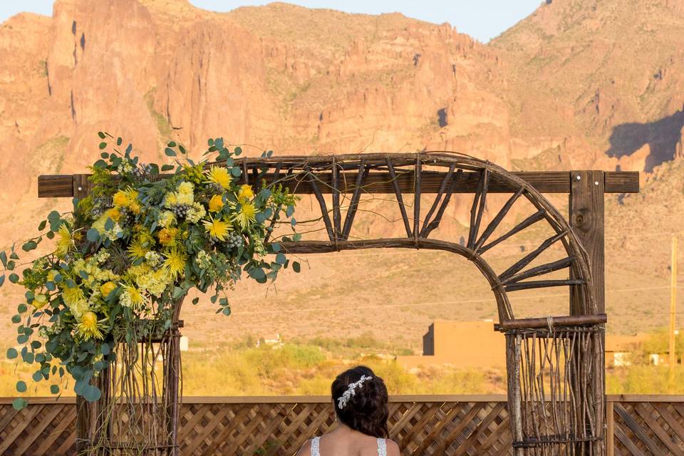 The bride holding her bouquet