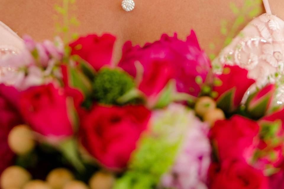 The bride holding her bouquet