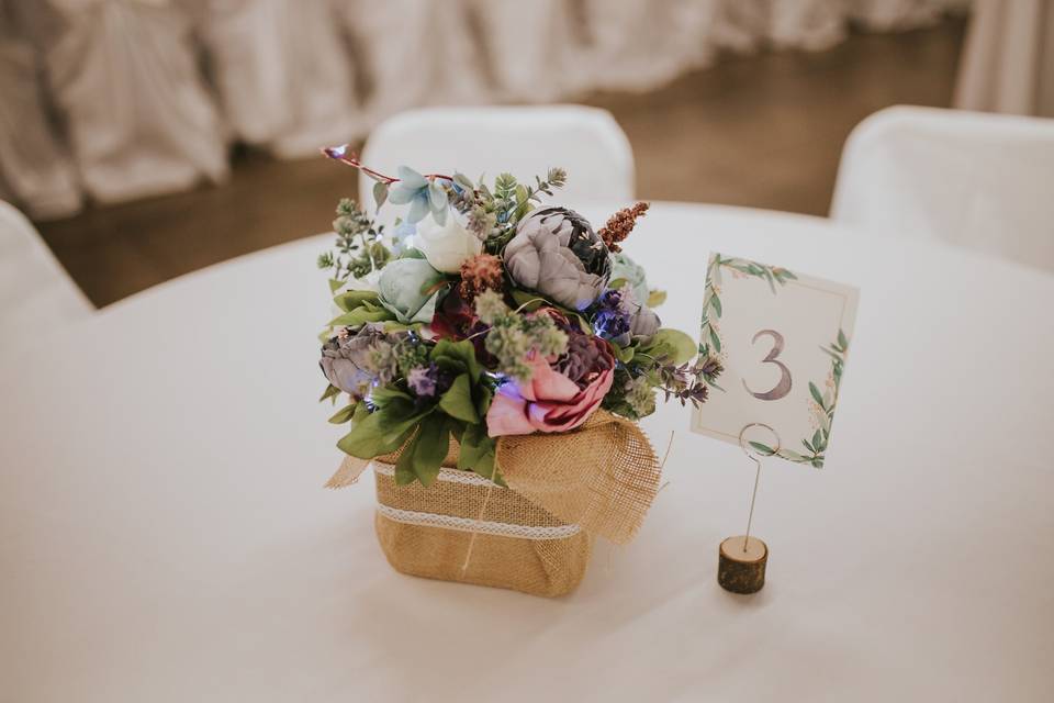 Centerpiece and table numbers