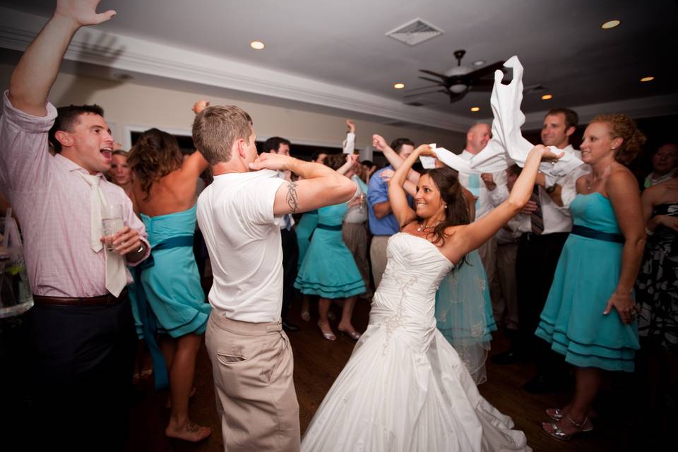 Bride dancing with the guests