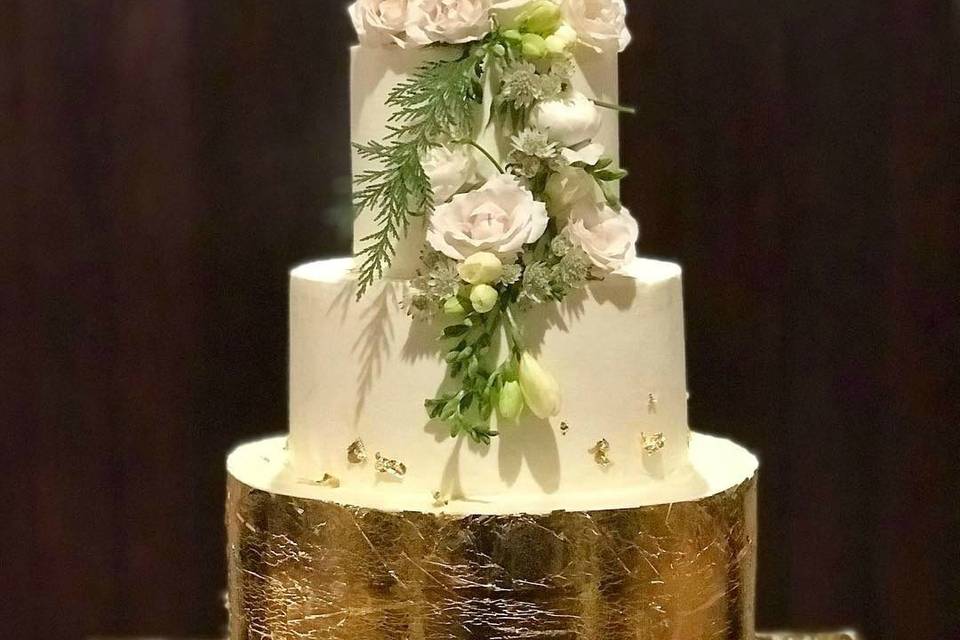 Gold foil and fresh flowers