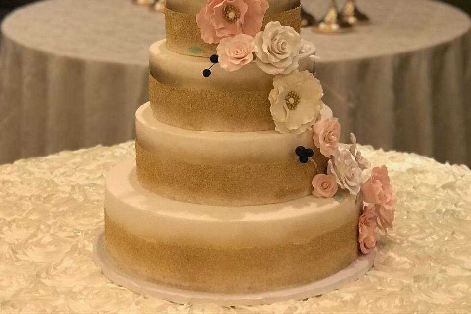 Gold and gumpaste flowers