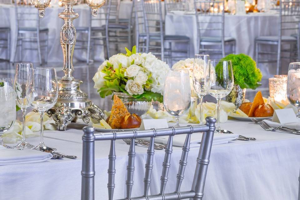 Table setup with centerpiece