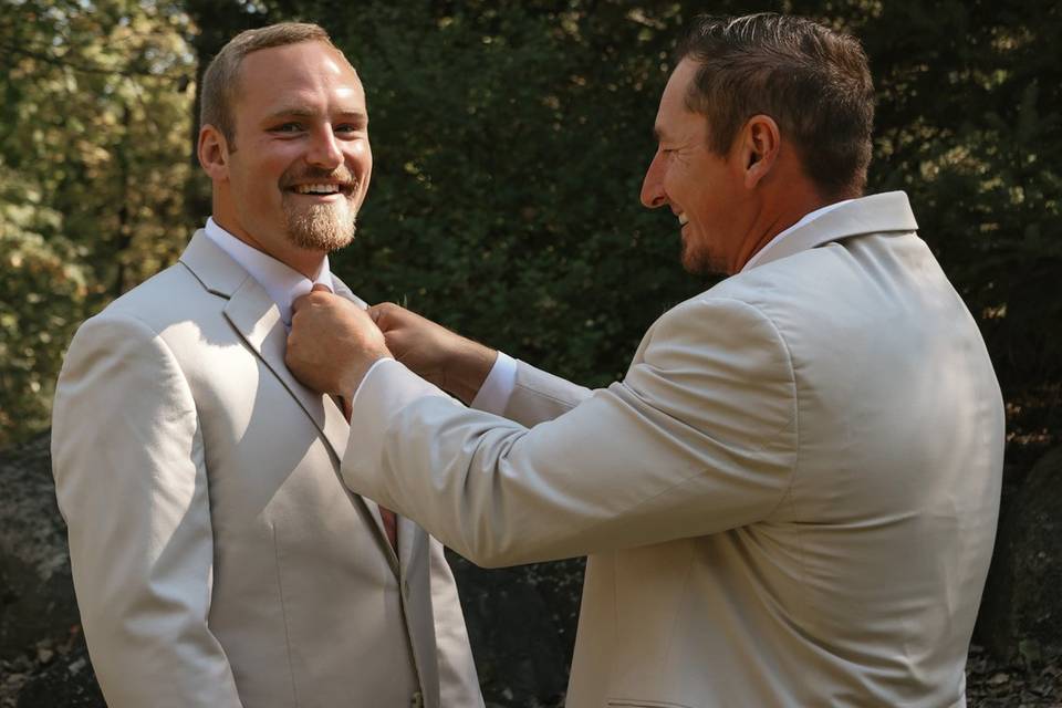 Groom getting ready