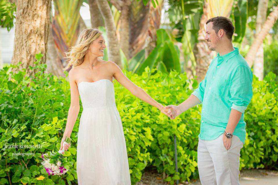 Groom kisses his bride