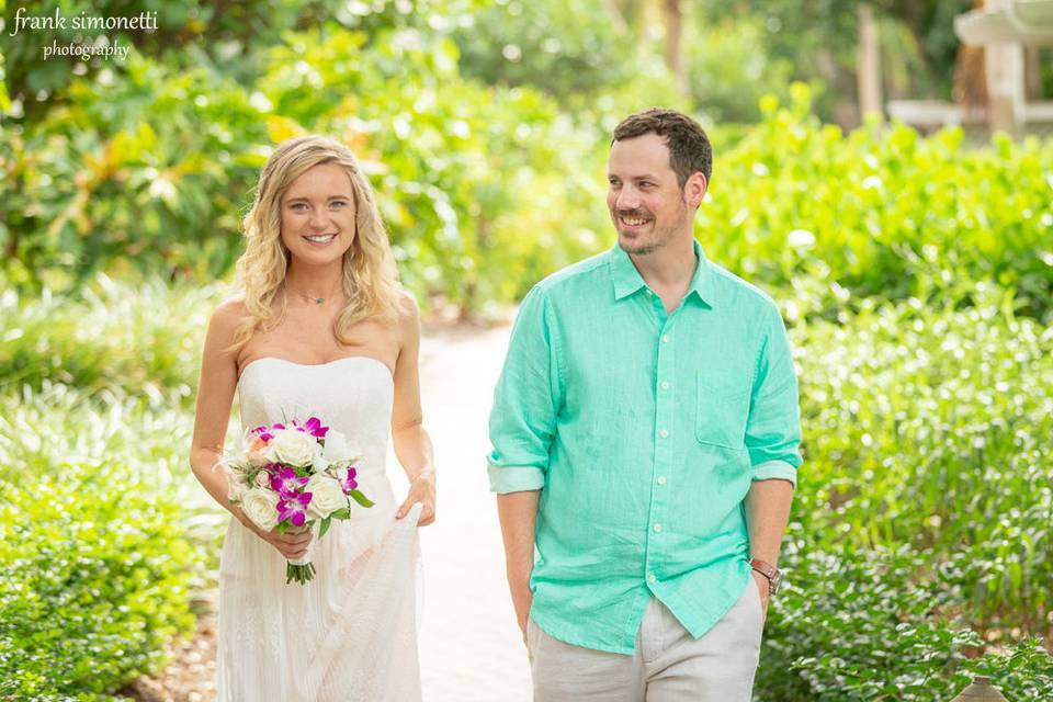 Bride holding her groom