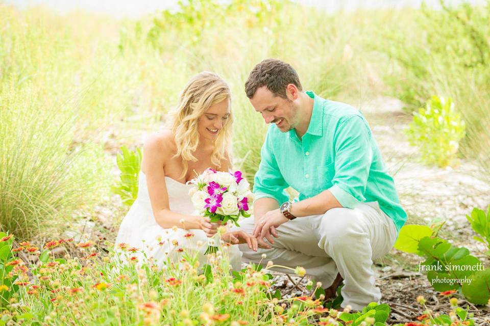 Looking at the flowers