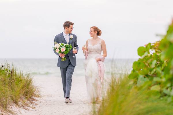 Newlyweds by the sea