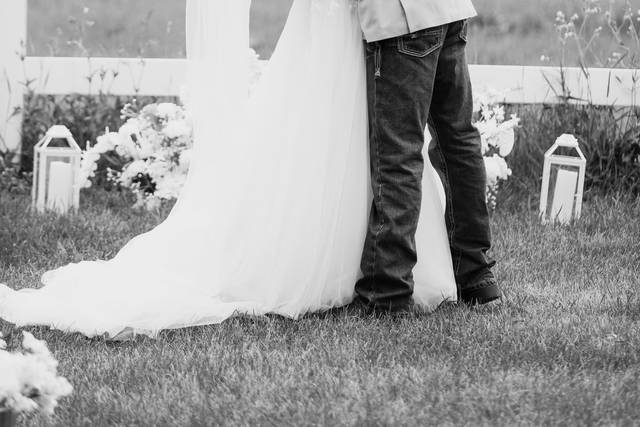 Bride and groom kiss