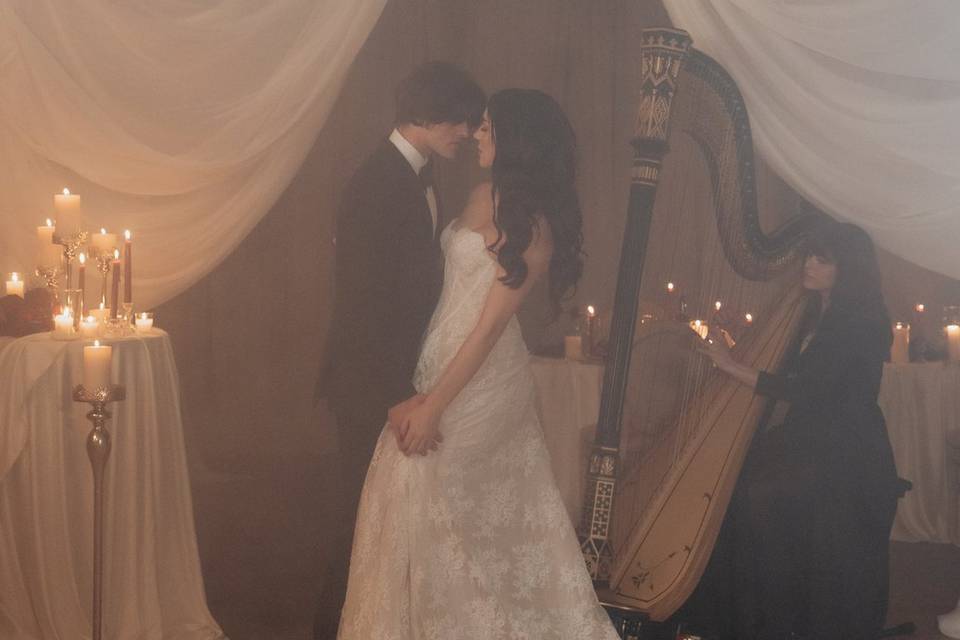 Bride & Groom Cutting Cake