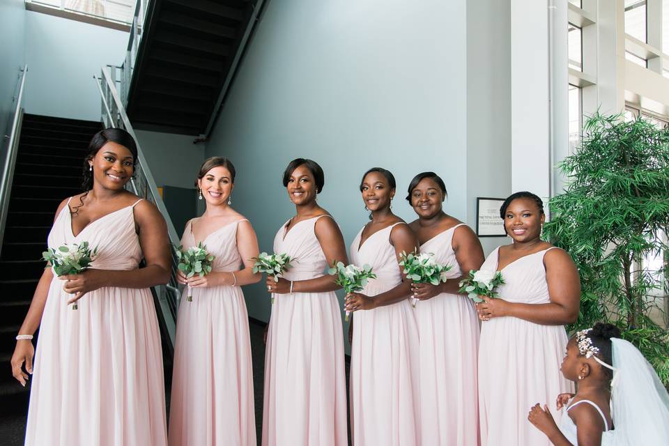 Bridesmaids and flower girl