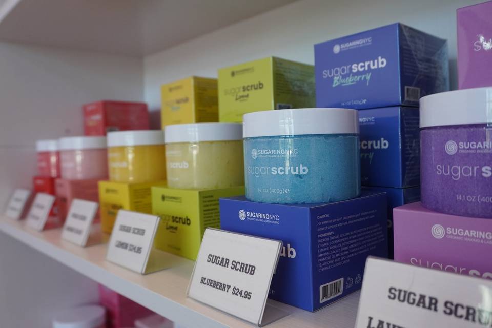A variety of sugar scrubs