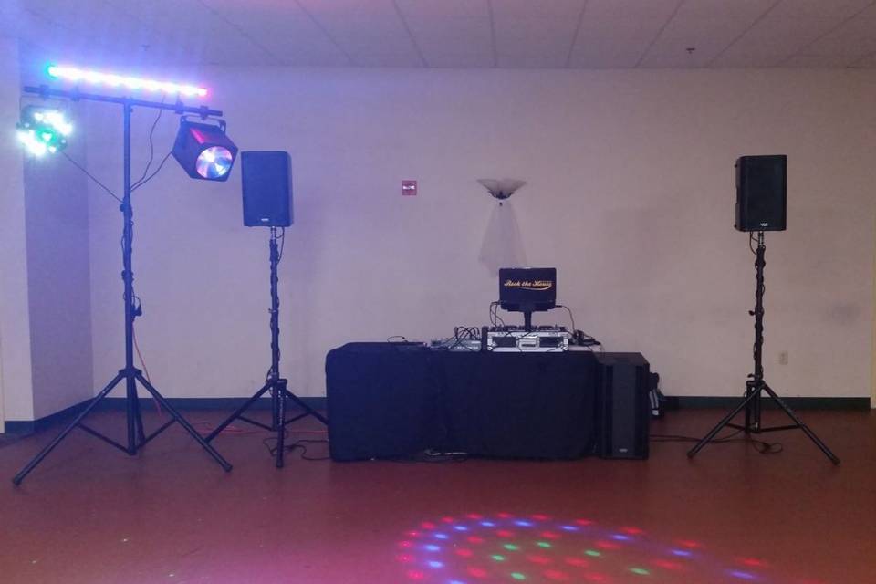 DJ table with sound system