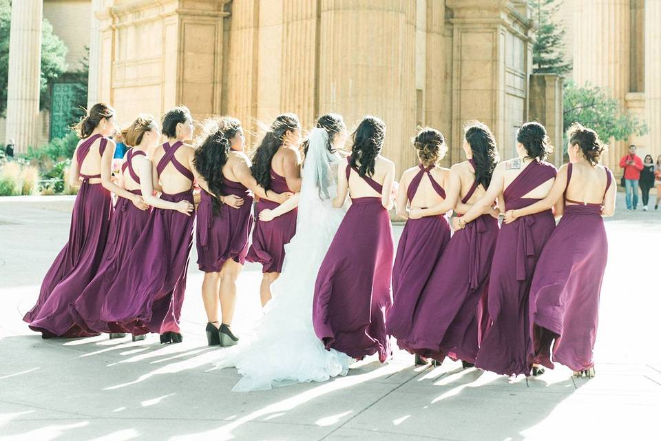 Bridesmaids and Junior Bridesmaids with the BridePalace of Fine Arts, San Francisco, CA