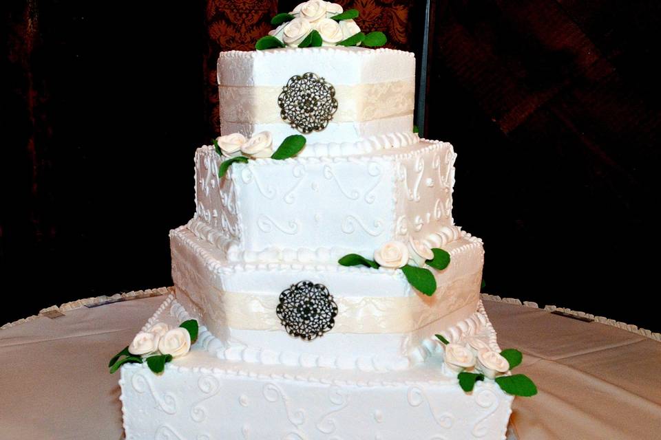 Multiple layered wedding cake