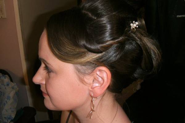Updo with little flower