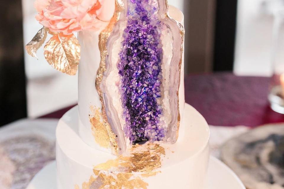 Purple Geode Weddding Cake