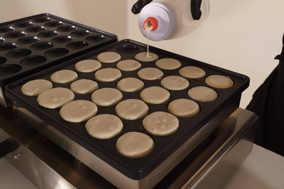 Pouring pancake batter