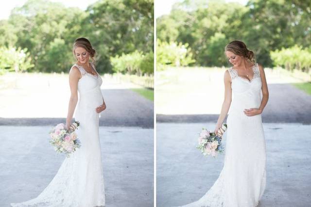 Profile and front shot of bridal dress