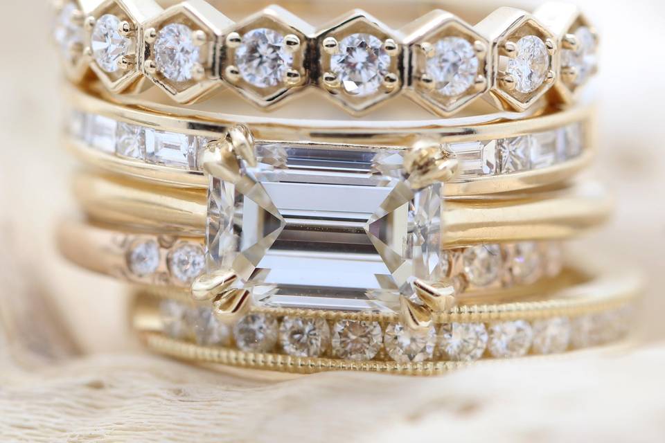 Emerald Cut Diamond Ring Stack