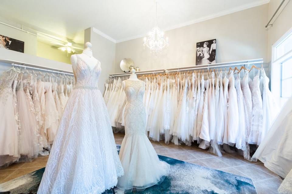 The bridal shop dressing rooms