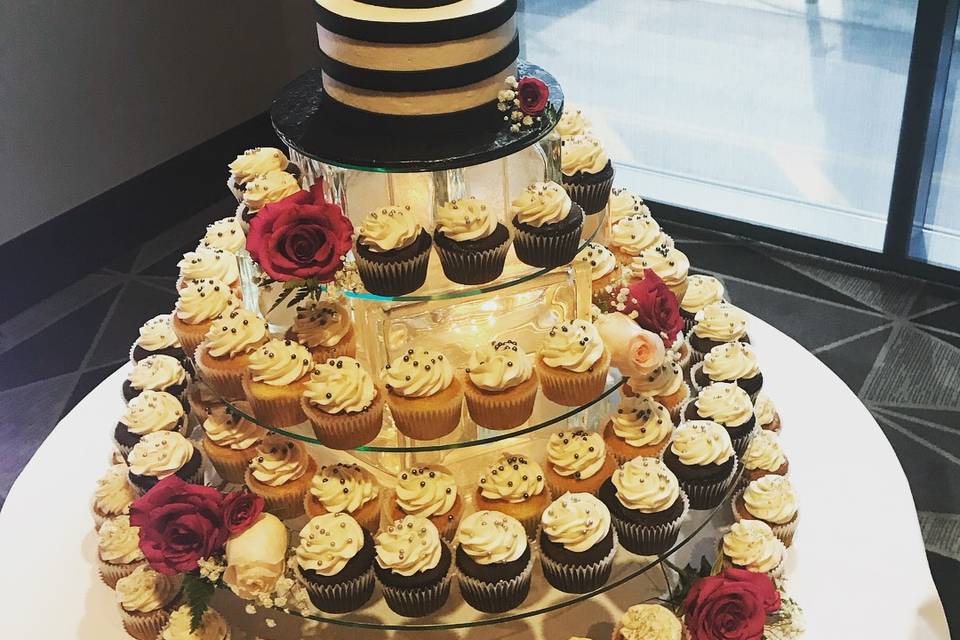 Mini tiered with cupcakes