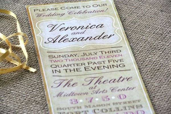 Vintage Old Style Long Wedding Invitation.  The colors and words can be changed to match your wedding!