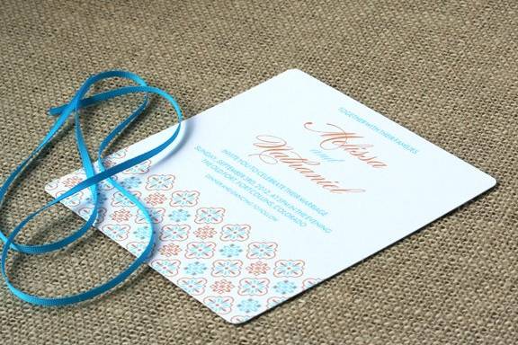 Moroccan Tile Modern Wedding Invitation.  The colors and words can be changed to match your wedding!