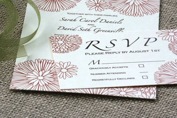 Rustic Flowers Wedding Invitation.  The colors and words can be changed to match your wedding!