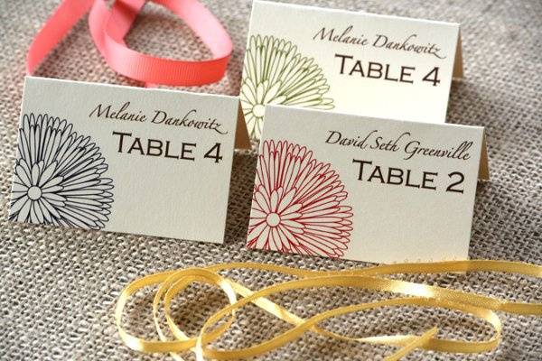 Rustic Floral place cards that can be made in any color.