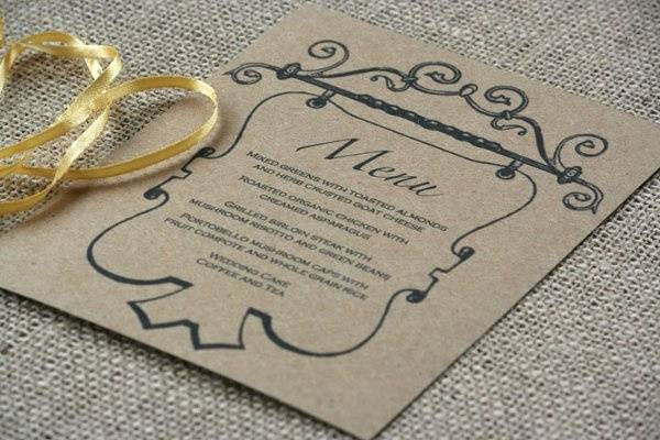 This vintage inspired menu is perfect for a rustic and eco friendly wedding.