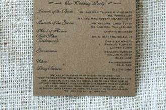 This is the perfect wedding program for an eco friendly wedding...printed on recycled kraft paper.