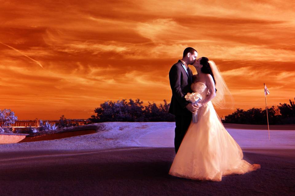 A stunning infrared capture of this couples romantic wedding portraits.
