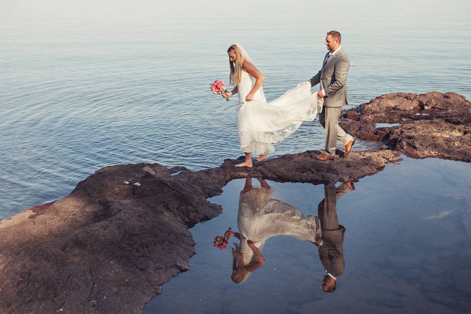 The bride and groomsmen