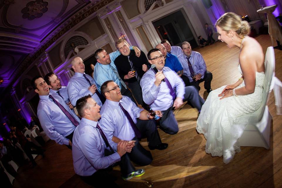 The bride and groomsmen