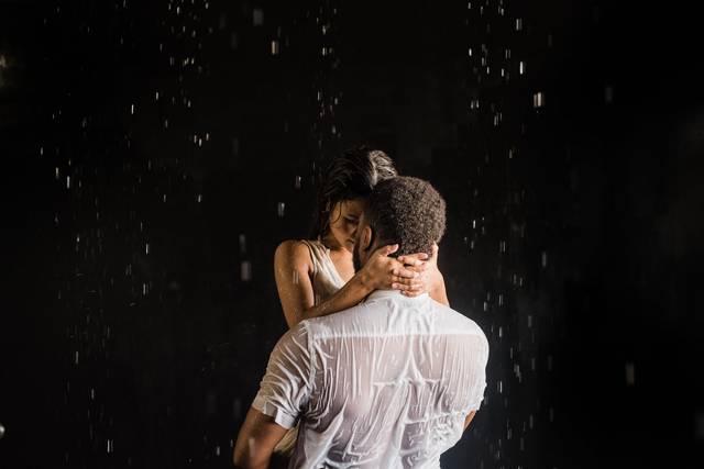 Couple in the rain