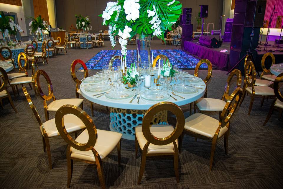Table set up at ballrooms