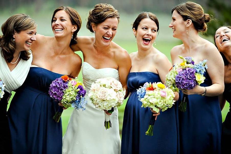 The bride with her bridesmaids