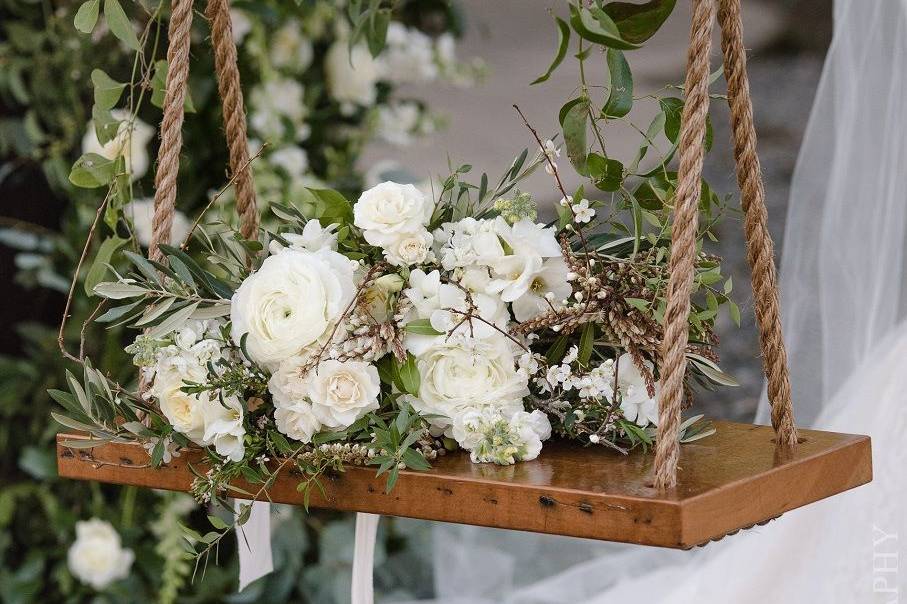 Flowers on the swing