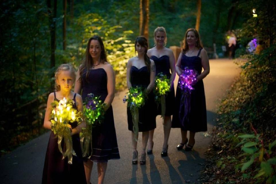 Bridesmaids holding a bouquet