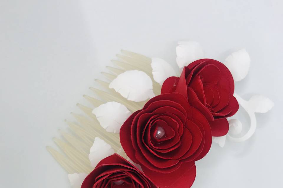 Red RosePaper Flower HairPiece